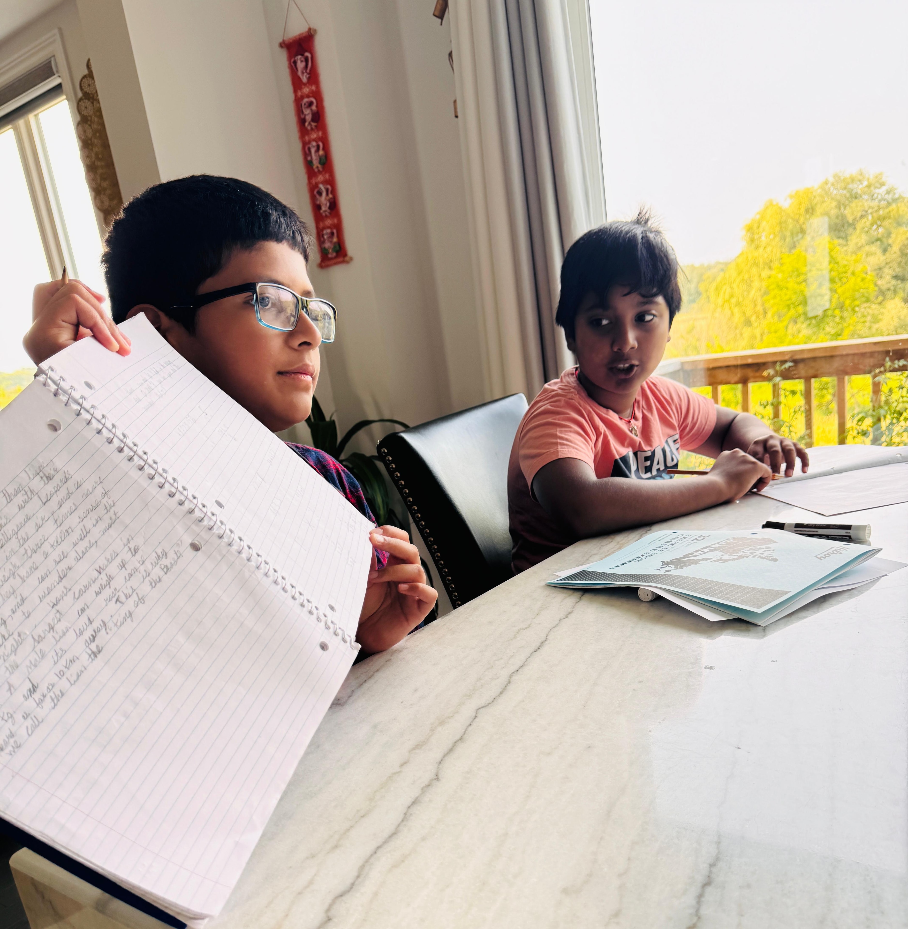 Two students reviewing their notes together at the August 2026 camp